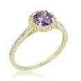 thumbnail image 6 of AVORA 10K Yellow Gold February Birthstone-Genuine Amethyst with Simulated Diamond CZ Halo Fashion Ring  - Size 8, 6 of 6
