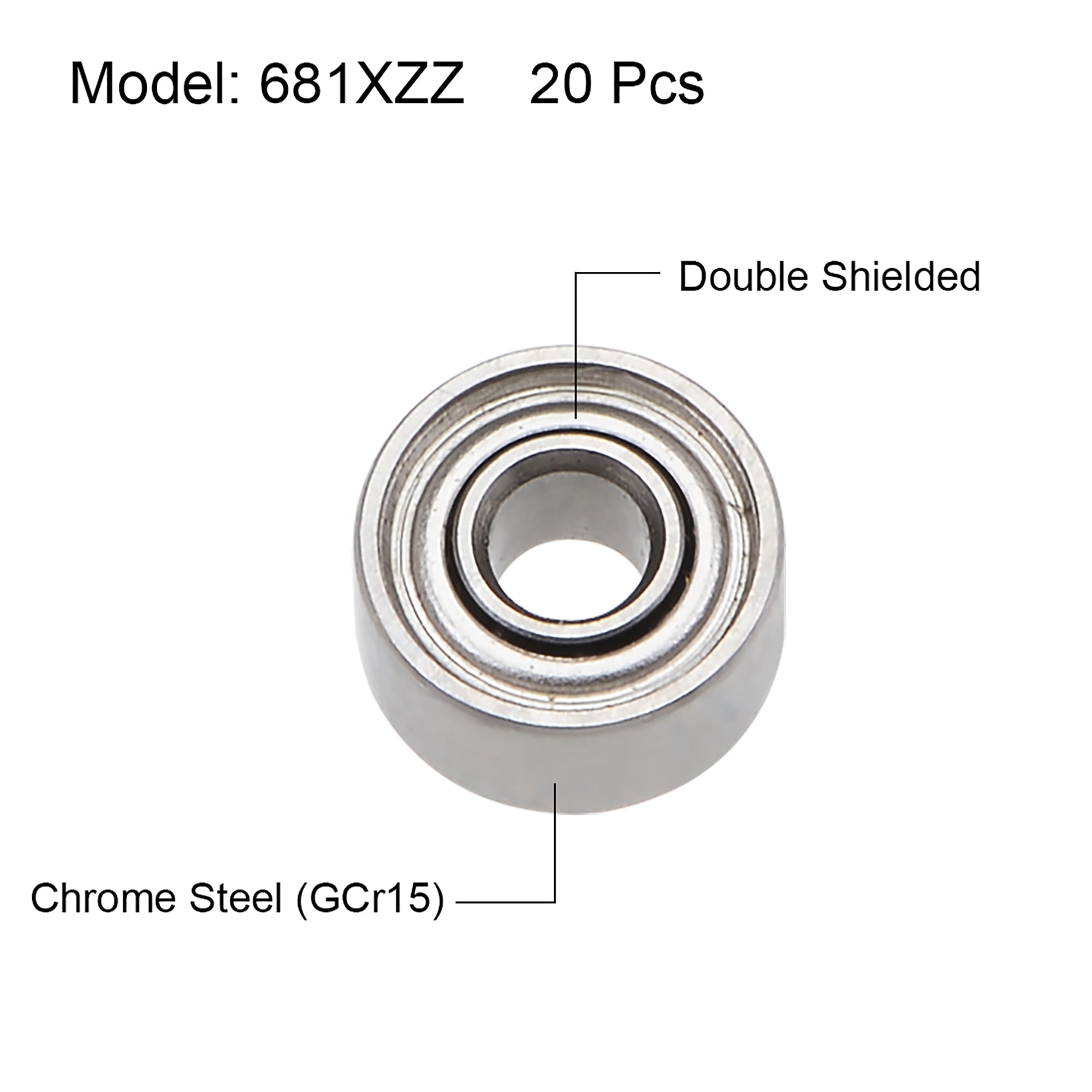 Uxcell 608-14-2RS Deep Groove Ball Bearings - 8mm ID, 22mm OD, 14mm Thick, Double Sealed, 4 Pack - View #4