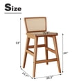 thumbnail image 5 of Andeworld Counter Height Bar Stools Set of 2,Mid-Century Counter Stools,24" Farmhouse Barstools with Footrest,Natural Rattan Stools for restaurant, 5 of 7