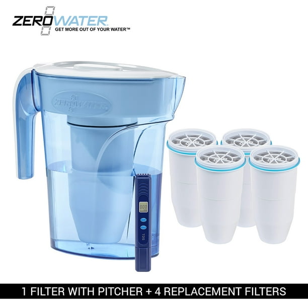 Zero Water 6 Cup Water Filter Pitcher With Free Water Quality Meter and