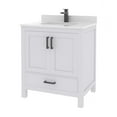 thumbnail image 3 of Ayna Decors Rooh 30 in White Bathroom Vanity Set with White Quartz Countertop | Ceramic Sink | 2 Soft Closing Doors | 1 Full Extention Soft Close Drawer | Black Hardware, 3 of 10