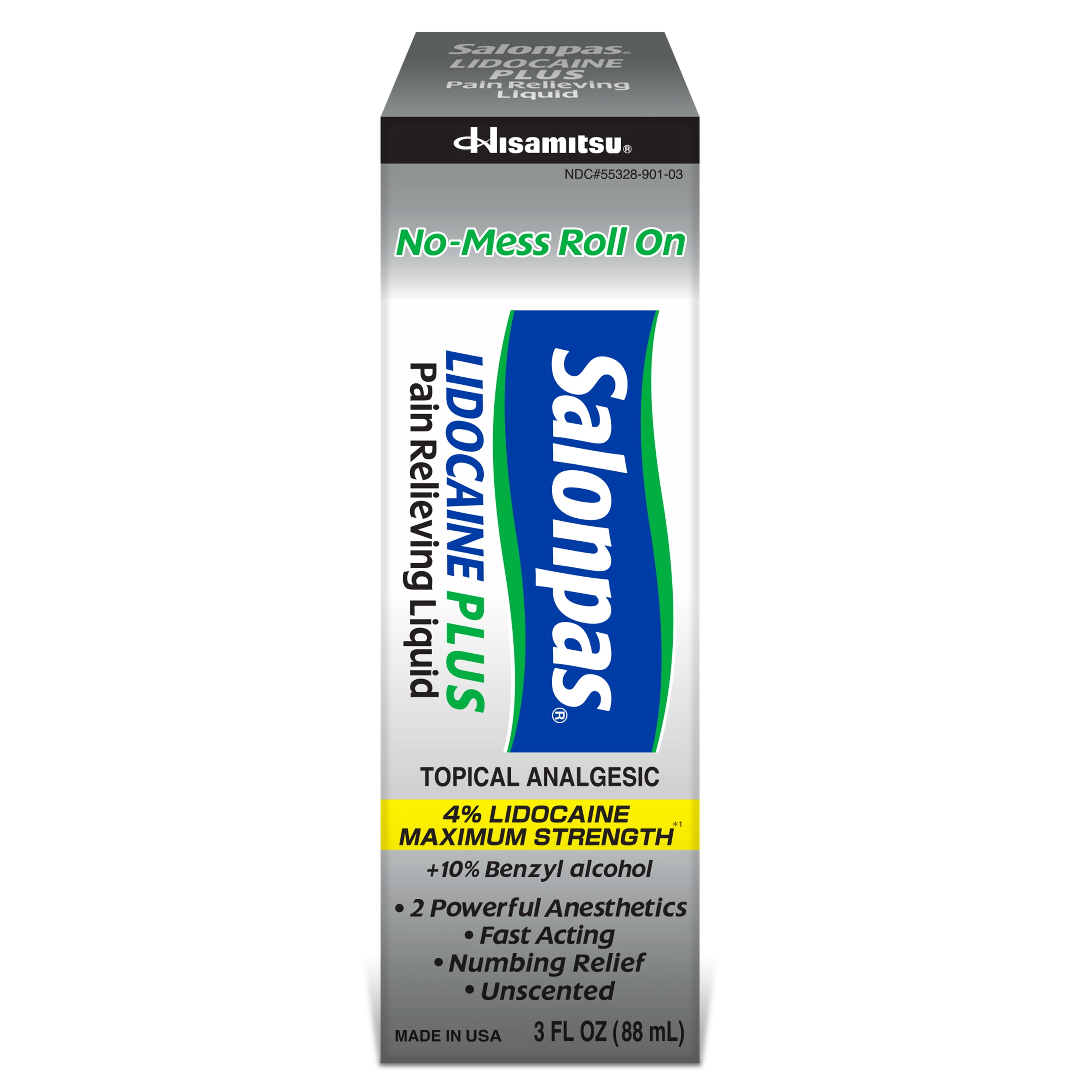 Salonpas Lidocaine Plus RollOn, 3 fl oz