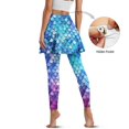 thumbnail image 4 of COEQINE Women High Waist Tennis Skirted Legging with Pockets Blue Purple Scale Print Moisture-Wicking Comfortable Yoga Skirts with Leggings for Women Full Length Golf Pants, 3XL, 4 of 7