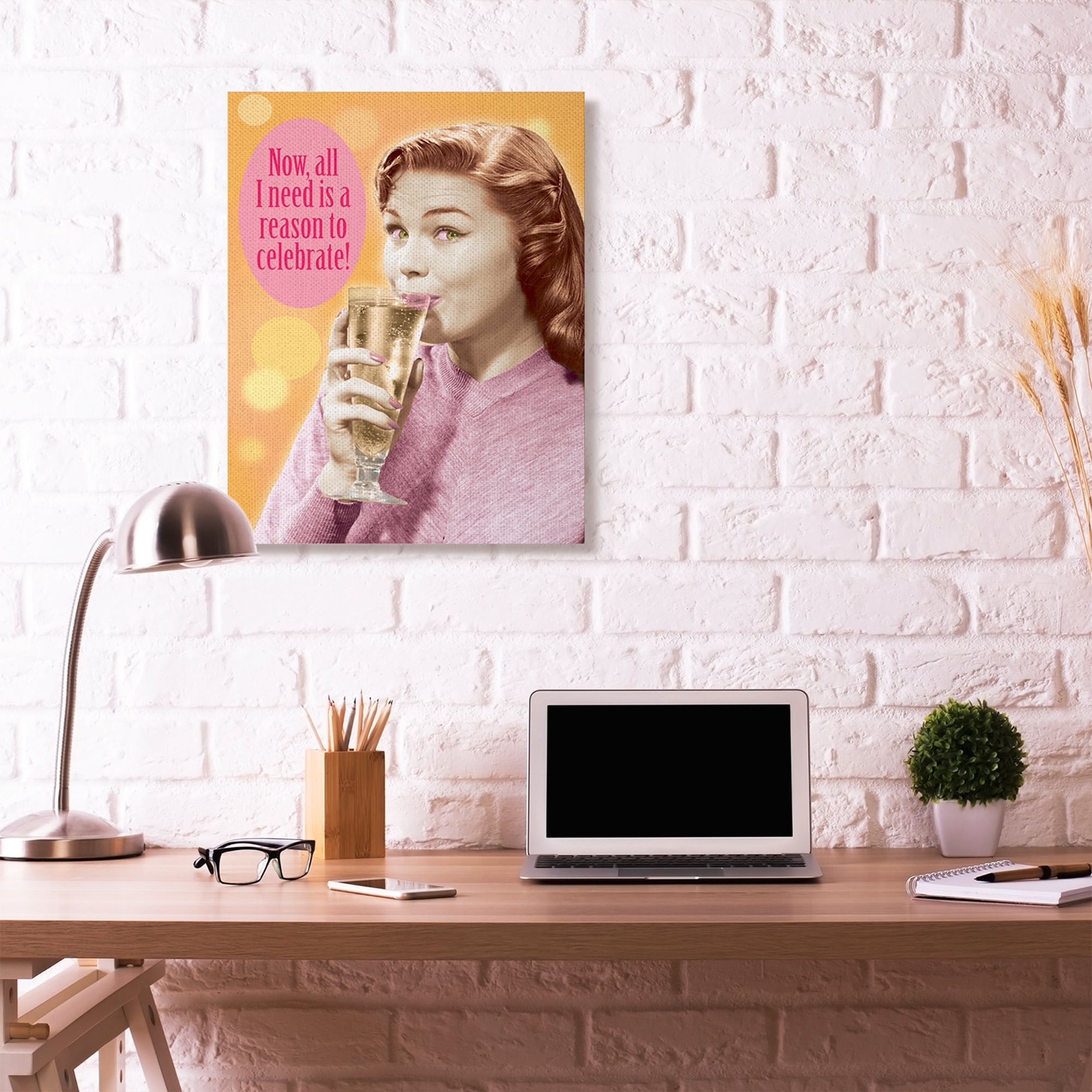 Stupell Home Décor Reason to Celebrate Funny Party Drink Word Design Canvas Wall Art by Jim Baldwin