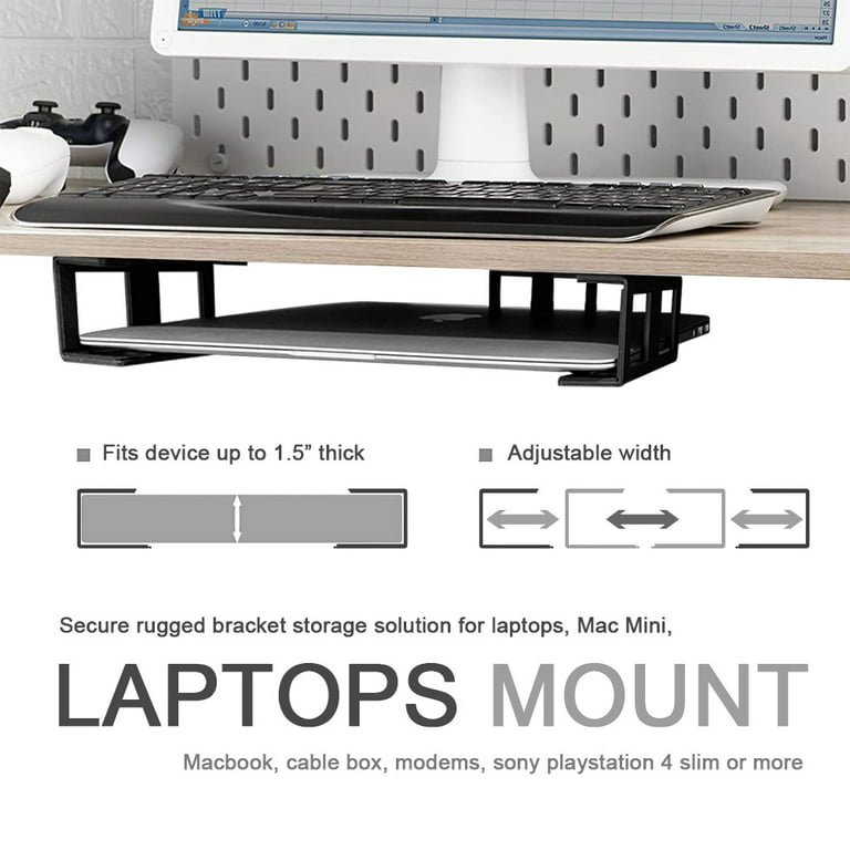 Under Desk Laptop Mount, Under Desk Shelf Bracket Compatible with Devices  Tall Maximum 2.7, Aluminum Under Desk Laptop Holder Stand Tray for Laptop