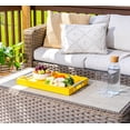 thumbnail image 3 of Home Redefined 17.5”x12” Rectangle Shagreen Faux Leather Decorative Serving Tray with Stainless Steel Metal Handles, Yellow, 3 of 7