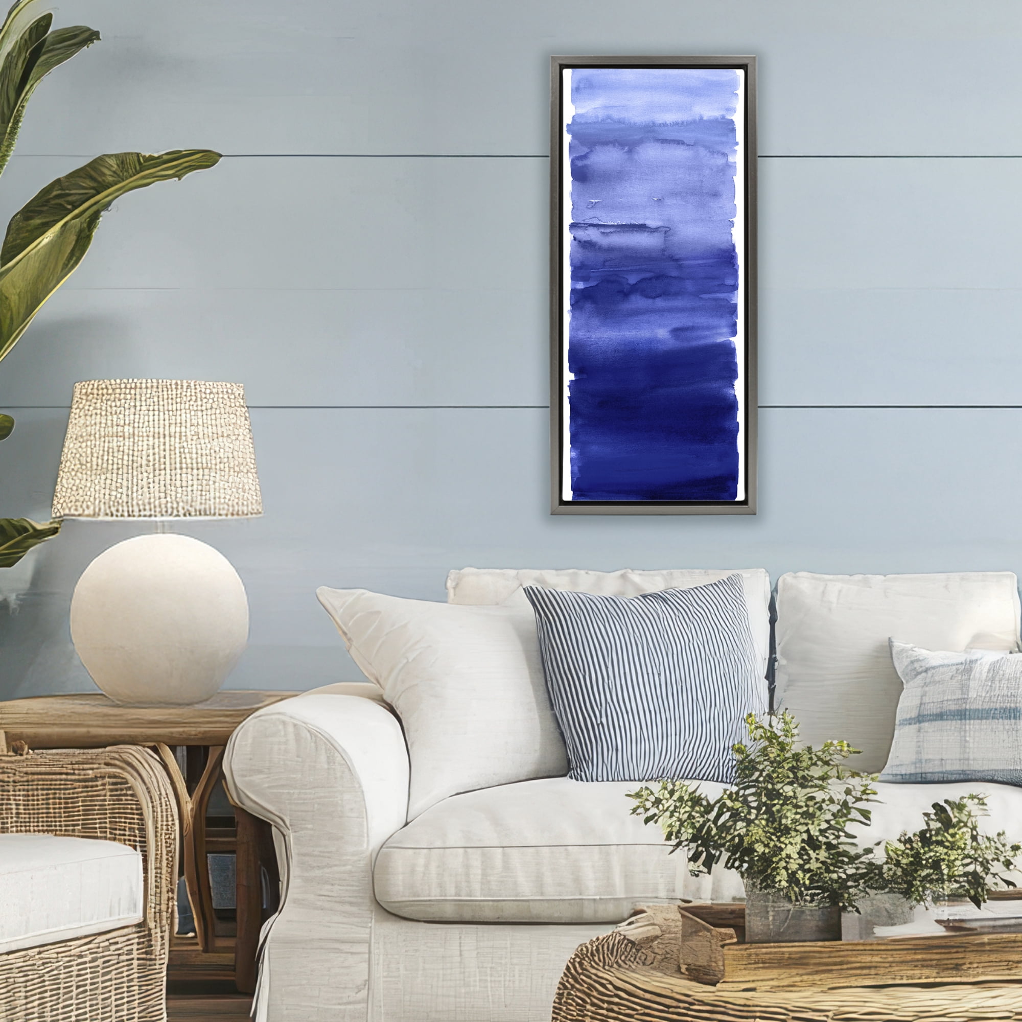 Stupell Industries Indigo Blend Gradient Gray Framed Floater Canvas Wall Art, design by Allie Corbin