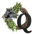 thumbnail image 3 of Opehuo 26 Initial Ribbon Rattan Wreath,Spring Personalized Letters Round Rattan Wreath With Striped Linen Bow,Farmhouse Style Rustic Door Wreaths(B), 3 of 9