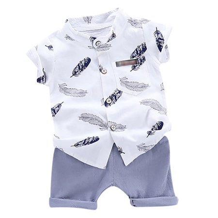 

Uccdo Toddler Baby Boys Summer Casual Outfits Short Sleeve Printed Shirt Tops+Shorts Set 3M-4T