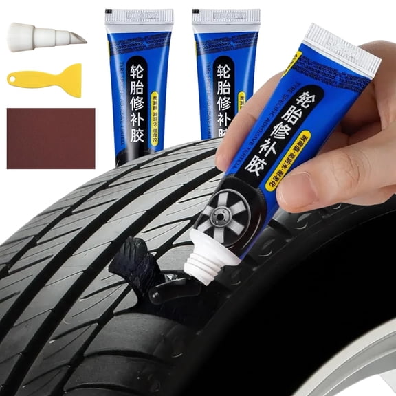 Weather-Resistant Waterproof Flexible Tire Repair Adhesive, Enthusiastip/Cherishty Car Tire Repair Glue, 60ml Sidewall Tire Repair Kit with Tool, 60ml (1)