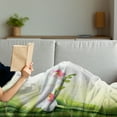 thumbnail image 3 of Spa Soft Flannel Fleece Throw Blanket, Orchid Flowers with Bamboo Branches in Vibrant Colors Practice Themes, Cozy Plush for Indoor and Outdoor Use, 60" x 80", White and Green, by Ambesonne, 3 of 5