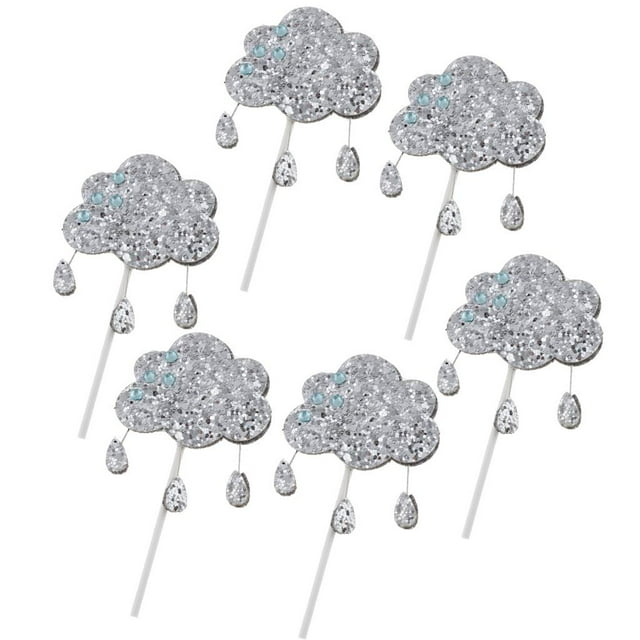 Piezas de 6 lindas lunas durmientes con purpurina/adornos para cupcakes, accesorios para hornear postres