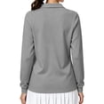 thumbnail image 5 of Hearthz Polo Shirt for Women 3 Button Womens Long Sleeve Shirt Relaxed Fit Solid Color T Shirts for Women Tennis Tops Gray L, 5 of 6