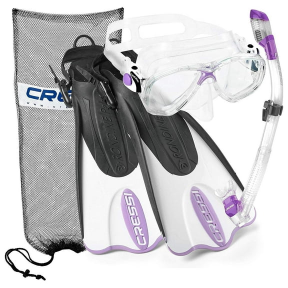Cressi Marea Mask - Supernova Dry Snorkel - Palau SAF Fins Snorkel Set