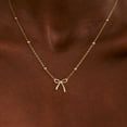 thumbnail image 5 of Leaf Easter Basket Gift - Exquisite Bow Necklace, Women's 14K Gold Plated Cute Choker, Small Pendant Necklace, Teen Gift, Fashion Item, Personalized Jewelry, 5 of 8