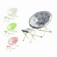 thumbnail image 2 of REKHH Round Folding Saucer Chair  with Footrest Ottoman for Bedroom Dorm,Pink, 2 of 2