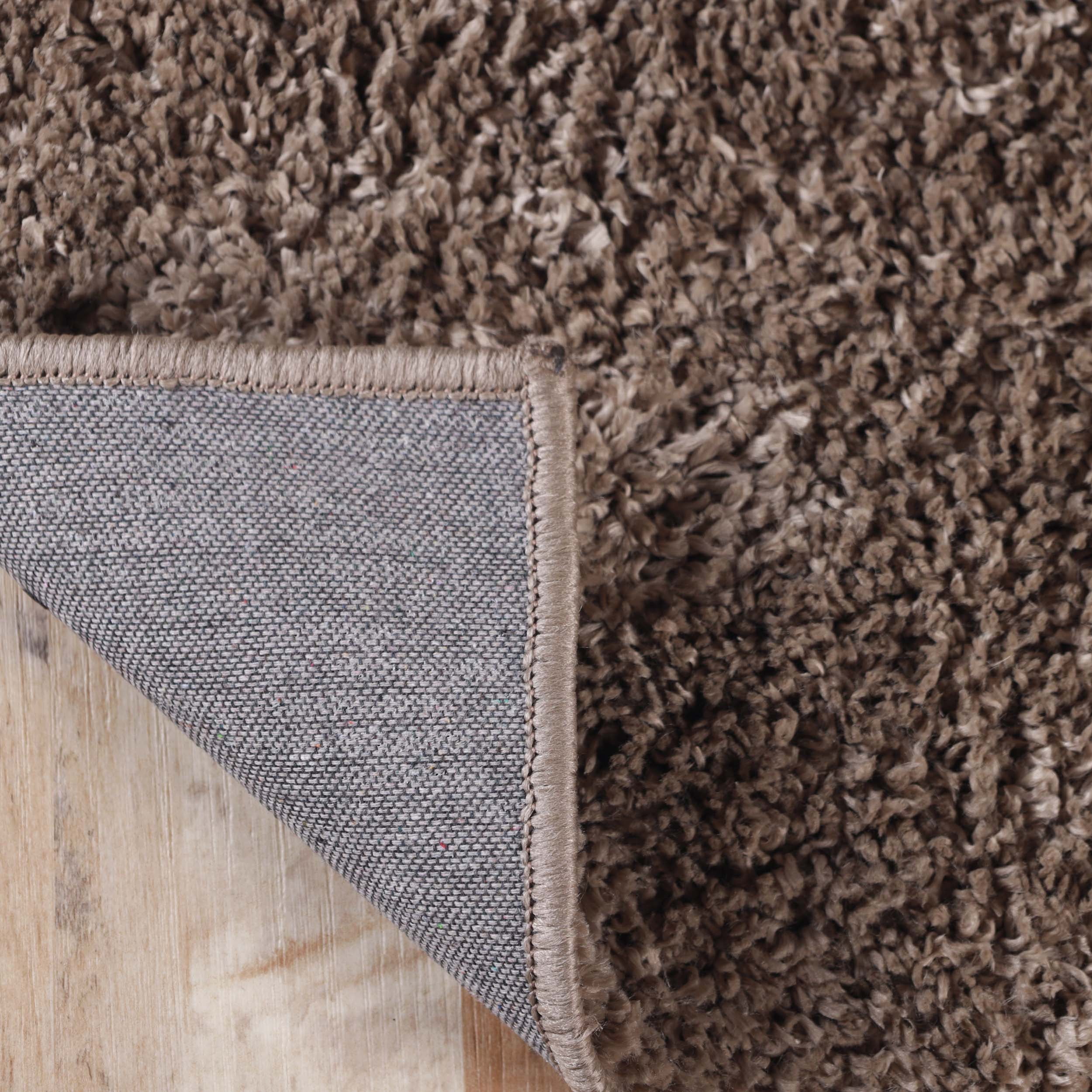 BNM Solid Indoor Shag Runner or Area Rug, 4' x 6', Taupe