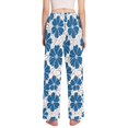 thumbnail image 3 of Dailycode Women's Pajama Pants Wide Leg Lounge Pj Bottoms With Pockets Blue Flowers with Petals, 3 of 7