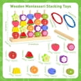 thumbnail image 2 of Montessori Toys for 3 4 5 Year Old, Wooden Fruit Toddler Stacking Toys, Stacking Blocks & Lacing Beads & Shape Sorter Toy for Toddler, STEM Preschool Learning Toys Gifts for Kids Boys Girls, 2 of 8