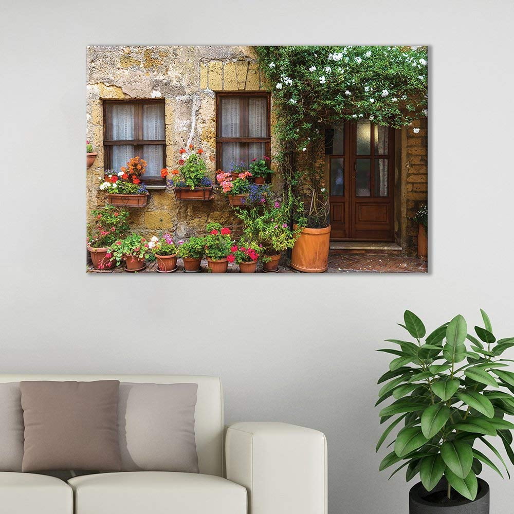 wall26 Canvas Wall Art of Italian Countryside Porch with Flowers | 16 ...