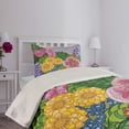 thumbnail image 2 of Ambesonne Vintage Quilted Coverlet 2 Pcs, Nature Flowers Buds, Twin Size, Lilac Green, 2 of 4