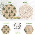 thumbnail image 3 of 6 Pcs Drink Coasters with Holder 3.94in Woven Coasters for Drinks Motifs Christmas Tree Pattern Coaster Set for Protection Table, 3 of 7