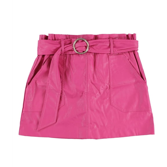 bar III Womens Faux Leather Mini Skirt, Pink, X-Large