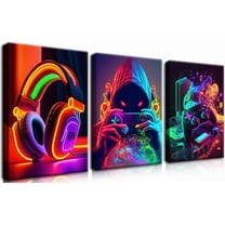 Hieng 3Piece Video Game Print Controller Poster Geeky Art Gaming Zone & Icons Gamer Gift Great Game Room, Man Cave or Boy's Bedroom Decor UNFRAMED Wall Art