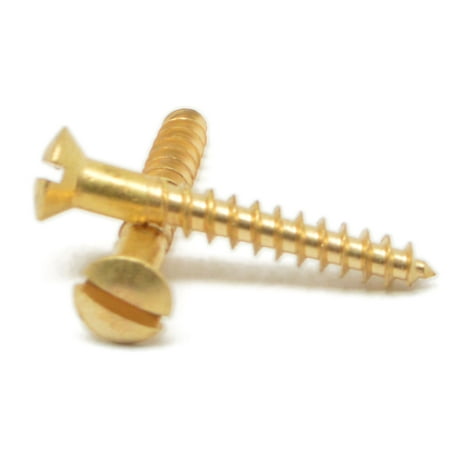 

#4 x 1 Wood Screw Slotted Oval Head Brass Pk 50