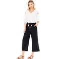 thumbnail image 4 of Ambiance Women's Juniors Summer Linen Wide-Leg Culotte Pants (Black, Small), 4 of 4