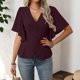 thumbnail image 3 of Casual Tops V-Cuello Manga Corta Suéter Camisa Moda Tee para las Mujeres Elegante Blusa de Verano, 3 of 5
