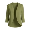 thumbnail image 6 of Women's Lightweight 3/4 Sleeve Bolero Shrug Open Front Cardigan Curved Hem Soft Stretch Cover Up for Evening Dress Wedding Guest, Army Green, S, 6 of 10