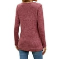 thumbnail image 5 of HUBERY Women Rib Knitted V Neck Long Sleeve Solid Color Pullover Top, 5 of 7