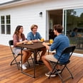 thumbnail image 2 of Decksplore 4ft Folding Table - Heavy Duty Fold-in-Half Plastic Table with Adjustable Height, Portable Utility Tables with Steel Legs for Indoor, Outdoor, Picnic, Camping, Dining, Party-Brown, 2 of 9