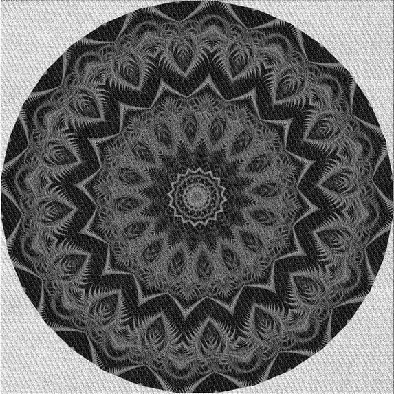 Ahgly Company Indoor Square Patterned Charcoal Black Area Rugs, 7' Square