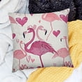 thumbnail image 2 of BANET  Animal Bird Cute Happy Heart Throw Pillow Covers,Kissing Flamingo Heart Decorative Pillow Covers Digital Printing Blended Fabric for Couch Sofa Bed Invisible Zipper  22x22in, 2 of 5