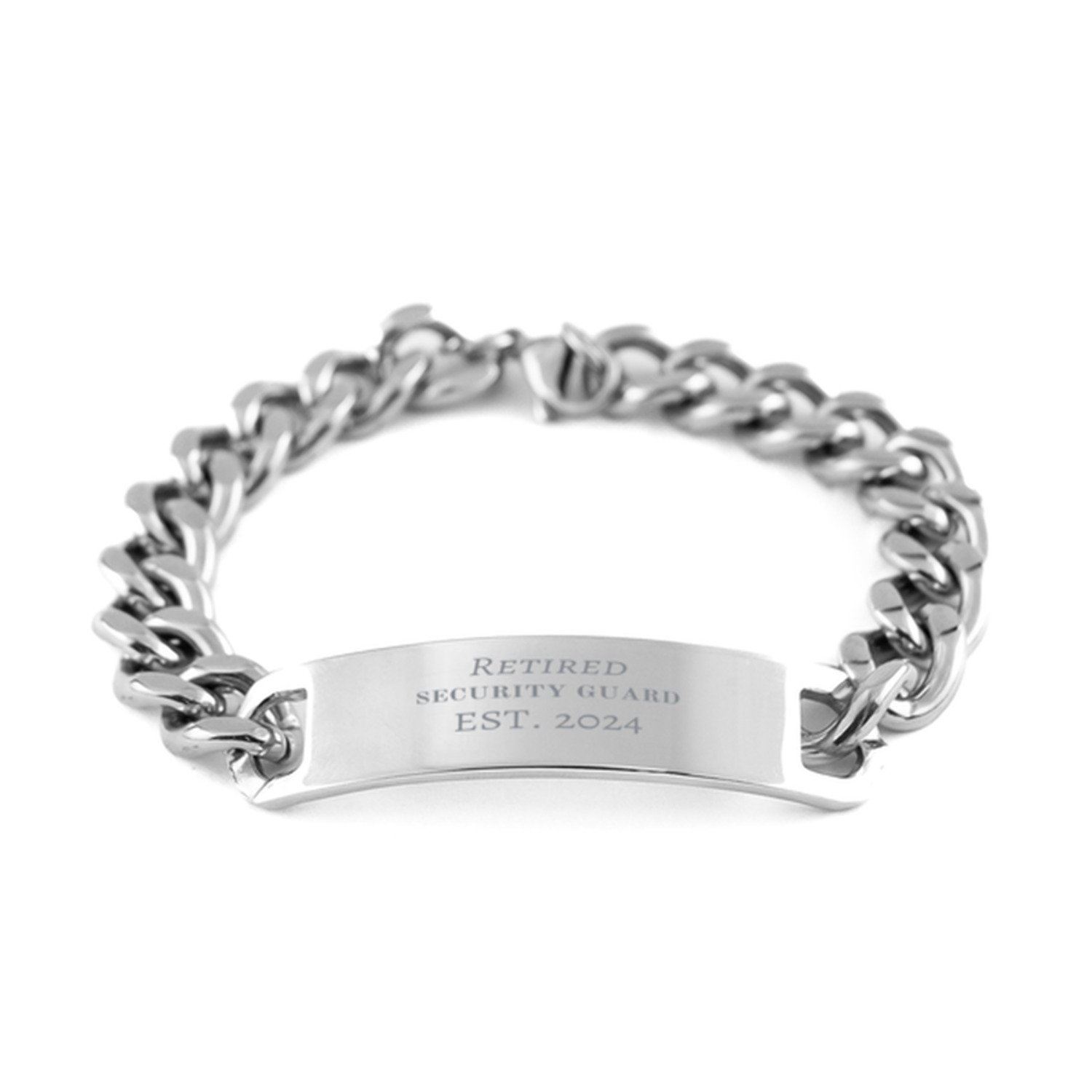 Retired Security Guard Bracelet Stainless Steel Cuban Chain Gift Idea Graduation for Him or Her - Unique Engraved Jewelry for Veterans Day and Christmas Celebrations with Confidence and Hope in 2024