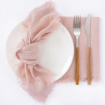 Ksopiavobs Handmade Cloth Napkins with Fringe Set of 8 Dusty Rose Cotton Linen Napkins 18"x18" Rustic Dinner Napkins Bulk for Wedding Party Baby Shower