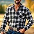 thumbnail image 2 of Yutgune Mens Plus Size Western Shirt Plaid Flannel Shirt For Men Country Casual Button Down Shirt, 2 of 6