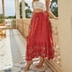 thumbnail image 5 of Faldas de estilo bohemio con cintura elástica y volantes fruncidos con botones de encaje informales con estampado de moda para mujer Wmkox8yi FGJ1936, 5 of 9