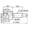 thumbnail image 2 of Febest OUTER CV JOINT 30X57X25 # 0410-CS3A OEM MR953745, 2 of 2
