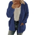 thumbnail image 1 of Solid Color Plush Sweater for Womens Plus Size Coat Pockets Outerwear Buttons Cardigan, 1 of 7