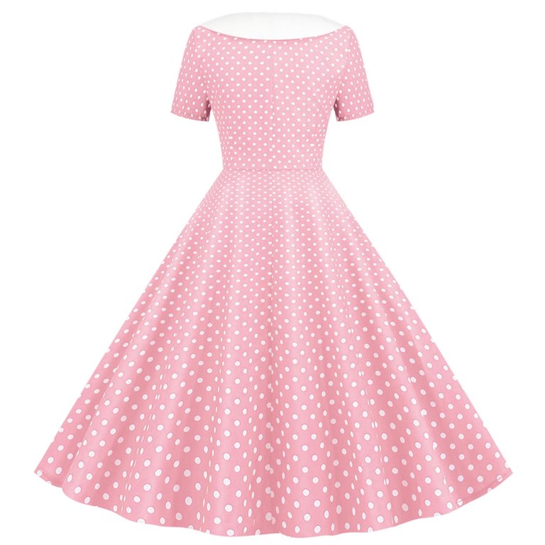 50s skater dress FchengtaiS Kids Girls 50s Polka Dot Vintage Dresses Short Sleeve Swing Party Rockabilly Dress Retro Wedding Casual Skater Dress, Girl's, Size: 7-8
