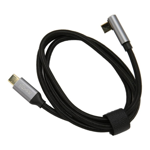 Cable USB C a USB C de 90 Grados de 100 W Cable de Datos Tipo C a Tipo C en ángulo Recto para Steam Deck 10 Gbps 4K 60 Hz Cable VR Link Carga Rápida PD100W Pantalla HD