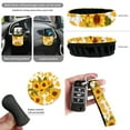 thumbnail image 6 of Jeiento Sunflower Car Seat Cover Set Cow Print Steering Wheel Cover Seat Belt Covers Trash Bag Air Vent Holder Rear View Mirror Cover Cup Coasters Key Chain 15 PCS Blue Auto Interior Decor Yellow, 6 of 7