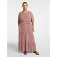 thumbnail image 2 of Time and Tru Women’s Crinkle Maxi Dress with Short Sleeves, Sizes XS-XXXL, 2 of 5