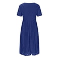 thumbnail image 5 of Summer Svings Clearance 2024! TAGOLD Womens Summer Dresses,Women's Spring/Summer V-neck Fashion Casual Solid Lace Short Sleeve Dress, 5 of 5