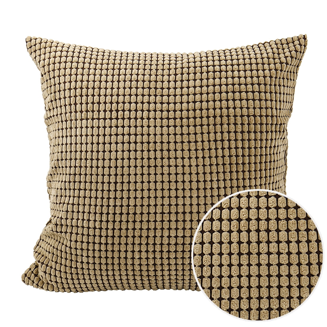 Unique Bargains Texture Solid Decorative Throw Pillow Cover Camel Color 18" x 18"
