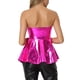 thumbnail image 3 of Top sin mangas INSPIRE CHIC para mujeres, blusa peplum brillante metálica para fiestas y clubes, color rojo rosa, 3 of 5