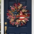 thumbnail image 2 of Patriotic Wreath for Front Door, 4th of July Outdoor Decorations, Festival Celebration Flag Printed Wreath, 2 of 8